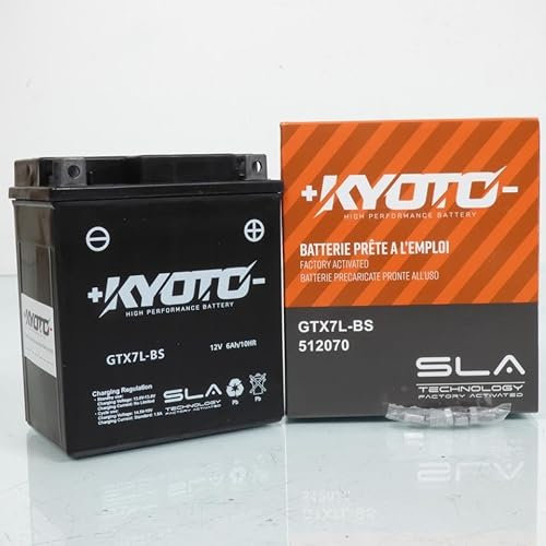 Batterie SLA Kyoto compatible avec Moto Honda 125 Vt C Shadow 1999 à 2008 YTX7L-BS / 12V 6Ah