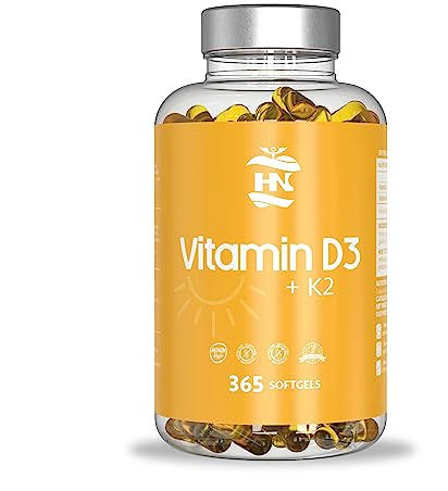 Vitamin D. (5000 IE) 365 Kapseln Vitamin D3 + K2 Hochdosiert Unterstützt Immun Und Knochenfunktion Hohe Konzentration Antioxidantien Antifettiga Weichkapseln Premium