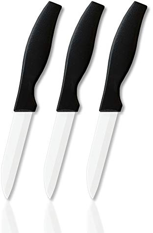vendify® Premium Keramikmesser 3er Set extrem scharf 16,5 cm lang - Küchenhelfer Messer mit weißer Keramikklinge Universal-Küchenmesser für Obst, Gemüse & Fleisch, Schälmesser aus Keramik