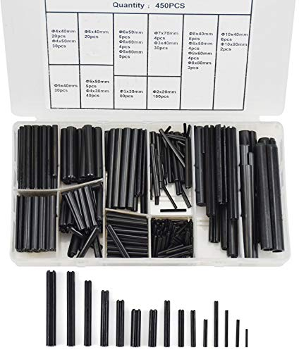 BIGP 450 Pcs Assortimento spine elastiche, Perno di Tensione a Molla, Perno con intaglio, Diviso Perno di centraggio Molla Rullo Perno M2 M3 M4 M5 M6 M7 M8 M10