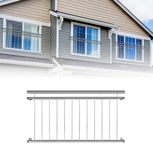 ACXIN Ringhiera in acciaio inox per balcone, ringhiera per scale francesi, recinzione di sicurezza, ringhiera per finestra, 156 x 90 cm