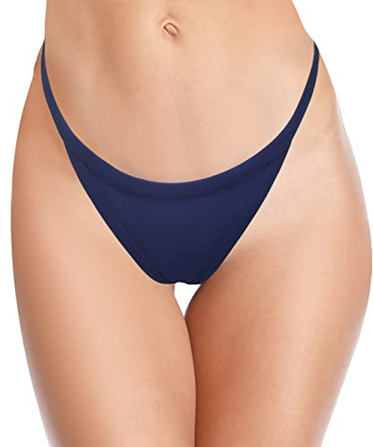 SHEKINI Sexy Bas Maillot de Bain Femme Tanga Forme en U Bas de Bikini Tanga Bas de Bikini Bresilien(M, Bleu Foncé)
