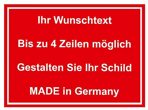 Hinweis Schild mit Wunschtext und Gravur aus Kunststoff - Rahmen - Personalisiertes Schild in verschiedenen Größen - 7 Farben zur Auswahl (Rot)