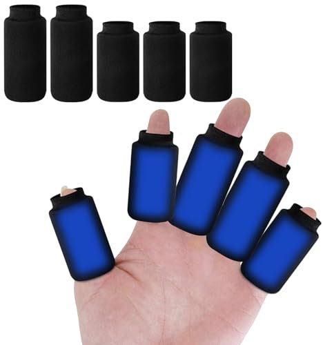 FingerIcePack Sleeve - 5 Pcs Gel Ice Sleeve, Hot/Cold Compress, Reusable, Skin Friendly Finger Cover, Compression for Arthritis, Swollen Finger, Black