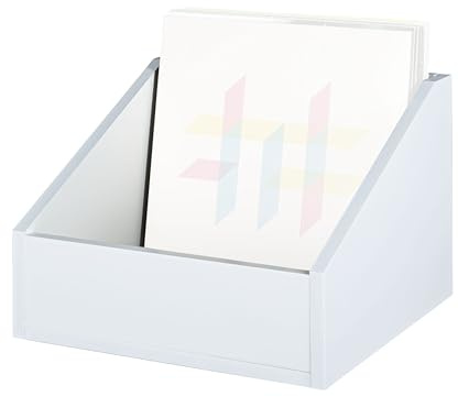 Music Store Vinyl Container 110, Weiß, Stabiler MDF-Holz LP Aufbewahrung, Kapazität bis zu 110 Vinyls, Ideal für DJs und Plattenläden, Einfacher Aufbau, Leichter Zugriff, Kompatibel mit Digital DJ