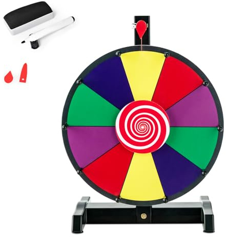 SOARS Roue de la Fortune à Tourner 12'', Roue de Prix Rotative avec Marqueur pour Tableau Blanc & Éponge, pour Jeux de Mots, Nouvel an, Fête (φ30 CM, 10 Emplacements)