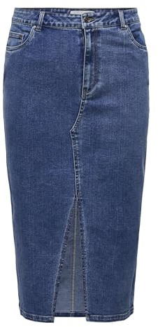 Only Carmakoma Carsiri Front Slit Skirt DNM Gua Noos Rock, Medio De Mezclilla Azul, 44