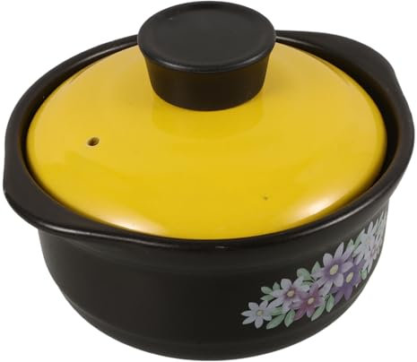 PRETYZOOM Olla de Barro Casera para Guisar 1.3 Litros de Cerámica Multicolor Resistente al Calor Alta Temperatura para Cocina Doméstica y Reuniones Tapa Antipolvo
