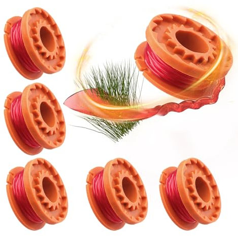 MOLHEM 6 PCS Replacement Trimmer Line Spools - Compatible with Worx WG163E, WG157E, WX150 & McGregor MCT2X1825 CLGT18LG/1 Lawn Mowers