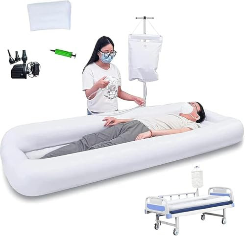 Aufblasbare Badewanne, Duschbadewannen-Set, Badewannen-Duschsystem für Erwachsene, mit Betthilfe mit Luftpumpe, Baden im Bett für ältere Menschen, Behinderte, Senioren, bettlägerige Patienten