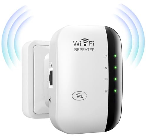 WLAN Verstärker, WLAN Repeater mit 300 Mbps, 2,4GHz WiFi Repeater, Internet Verstärker Home mit Repeater/AP Modus und WPS-Funktion, WiFi Extender Booster Mit LAN/WAN Port, Einfache Einrichtung
