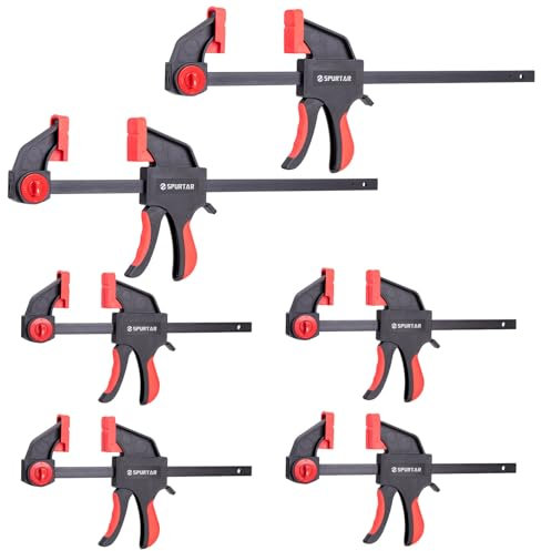 Spurtar 6pcs Clamps for Woodwork 6 and 12 Quick-Release Wood Clamps Heavy Duty Spreader for Woodworking Metalworking Crafts DIY Household Projects