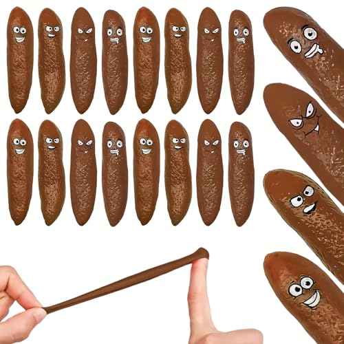 BUVUDI 16Pcs Poop Fake Poop Finger Slingshot, White Elephant Gifts for Adults Stocking Stuffers Flying Shooting Toys for Kids Fake Poop Novelty Slingshots for Adults