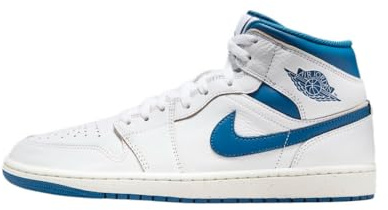 NIKE Air Jordan 1 Mid Herren Sneaker Sneaker Basketball Mode Schuhe, weiß / blau, 42 EU