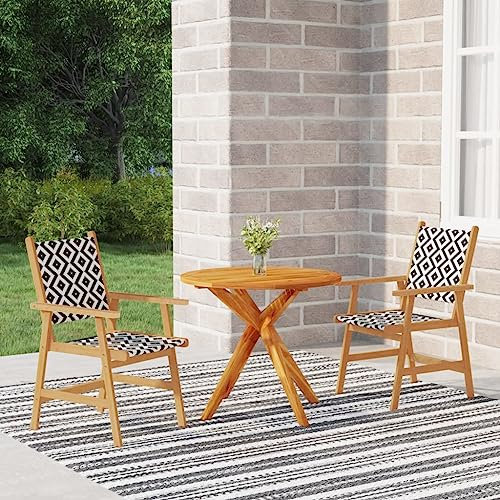 WKIEQACO Gartenmöbel-Set, 3-teilig, Massivholz, Akazie