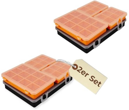 2x Sortimentskasten 4 tlg Set Sortierkasten für Kleinteile Organizer Schrauben Sortierbox Kleinteilemagazin Sortimentsboxen