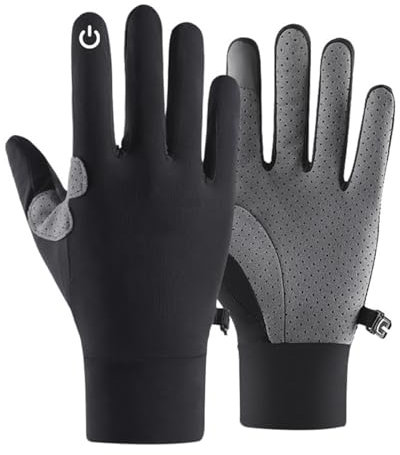 Damen Herren Laufhandschuhe Kühlung Fahren Radfahren Touchscreen Anti-Rutsch Vollfinger Handschuhe Sommer Sonnenschutz Handschuhe, Schwarz, Large