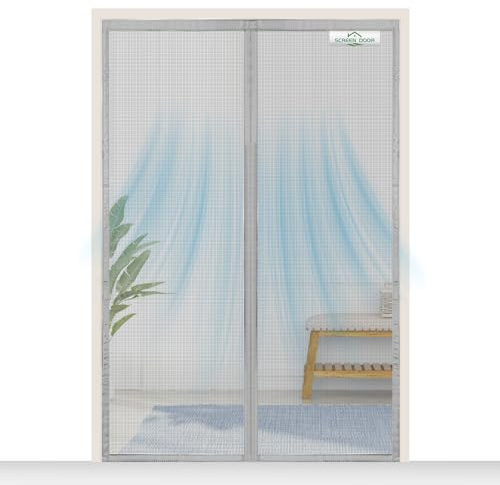 SCREEN DOOR Moustiquaire Porte Fenetre 140x230cm | Moustiquaire Haute Qualité, Protection contre les Insectes, Installation Facile – Gris