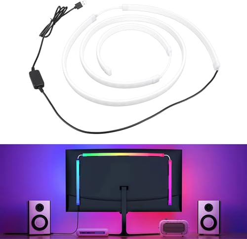 Annadue Luci LED, Luci a LED Si Sincronizzano con il Colore dello Schermo, la Retroilluminazione della Barra della Luce del Computer RGB per Monitor da 49 Pollici, Supporto Client PC