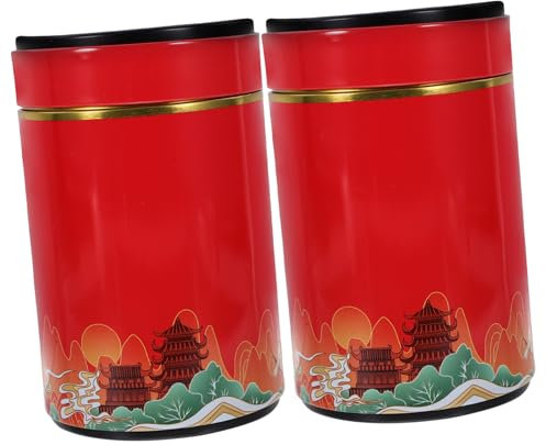 Alipis 2 Stück Teeverpackungsdosen Tee Stauraum Lose Aufbewahrung Von Tee Vintage Vorratsdose Zinn Antike Teedose Dekorative Teedose Leere Vorratsdosen Luftdicht Kanister Weißblech Rot