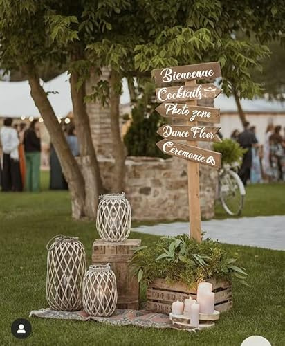 SOLENZO - Lot de 5 stickers de flèche de décoration pour mariage champêtre - rustique chic - nature (Blanc)