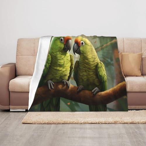 ZTPOWQA Cobijas de felpa con estampado de loros de oliva, 50 x 40 pulgadas, manta acogedora para sofá, suave y cálida para decoración del hogar