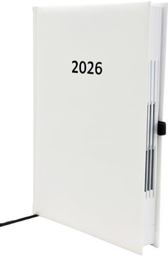 Buchkalender Chefplaner A5 1 Tag 1 Seite auch sonntags (2026 weiss metallic)