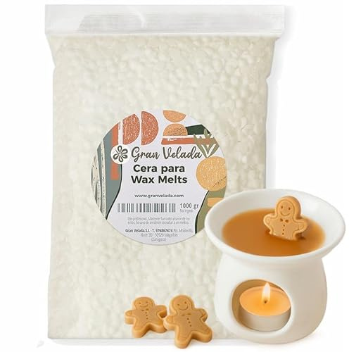 Gran Velada Cera para Wax Melts 1000 g | Cera Vegetal para Figuras Aromáticas Caseras | Alta Fijación del Perfume | Fácil de Desmoldar | Ideal para Moldes Pequeños y Medianos