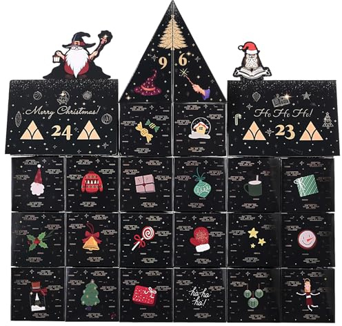 LIHAO Boîte Calendrier de l'Avent Vide à Remplir Soi Meme, 24 Boîtes Sacs Papier pour Cadeau Noël Bonbons Biscuits Chocolats Figurines- 7 x 7 x 7 cm