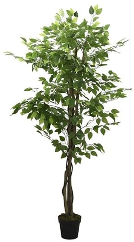 Eleganz Künstlicher Ficusbaum 80 cm mit 378 Blättern - Kunstpflanze aus Holz für Wohnzimmer, Büro oder Balkon - pflegeleicht und langlebig
