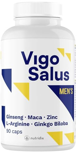 VIGOSALUS für MÄNNER - Maca, L-Arginin, Tribulus Terrestris, Ginkgo Biloba, Zink, Ginseng, Selen - 90 Kapseln