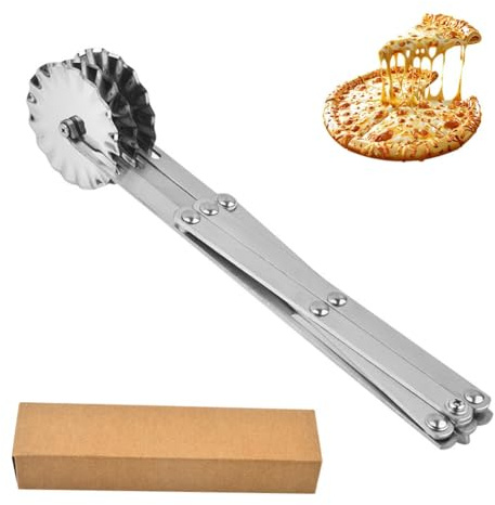3 Wheels Stainless Steel Pizza Cutter,Wheel Dough Cutter,Expandable Pizza Slicer, Adjustable Baking Cutter,Multi-Wheel Dough Divider,Cake Divider for Kitchen Baking, Cookie, Bread, Cakes, Brownie