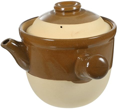 NUOBESTY Cazuela de Barro Tradicional para Cocinar Medicinas 2 Litros Resistente al Calor para Cocina de Gas Olla Pequeña para Guisos y Usos Medicinales Utensilio de Cerámica y Apto