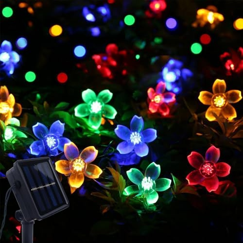 ENLACE Solar Lichterkette Kirschblüten, 6,5 Meter 30 LEDs Blumen Lichterkette Wasserdicht, 8 Modi Solarlichterkette für Garten, Hochzeit, Terrasse, Balkon, Außen, Party Dekoration, Bunte
