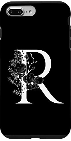 White English Alphabet Letter R Monogram Initial Black Case for iPhone 7 Plus/8 Plus