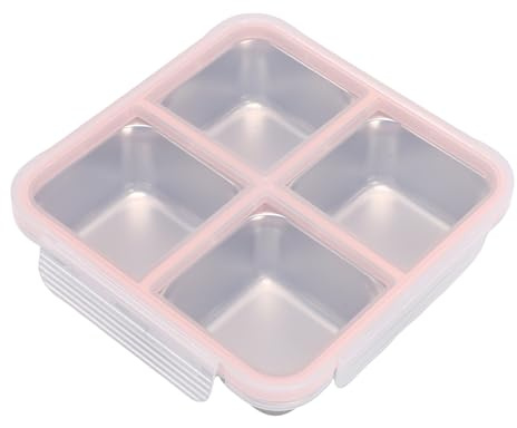 Jelquix Recipientes para Refrigerios de Acero Inoxidable con Tapa, Lonchera de 4 Compartimentos, Contenedor de Almacenamiento de Alimentos MealPrep, Platos Divididos, Ideal para Adultos, Viajes,