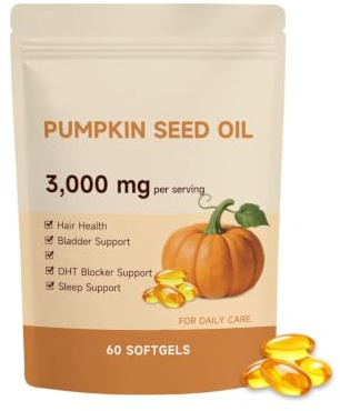 Olio di semi di zucca – 3000 mg spremuto a freddo, energia e vitalità, 60 conteggi,1PCS