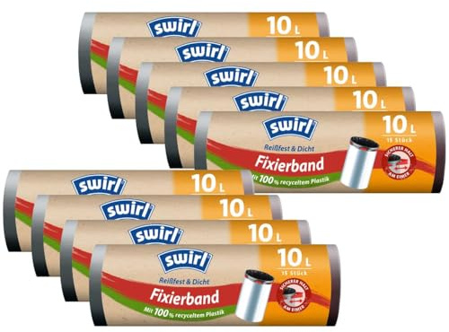 9x Swirl Fixierband Müllbeutel 10L (15 stk./Rolle)
