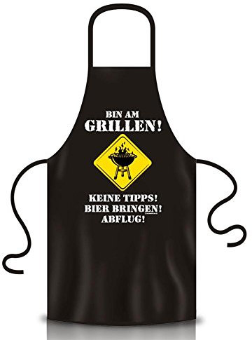 Grillschürze mit Spruch Bin am Grillen! in schwarz / Kochschürze für Erwachsene, Unversalgröße