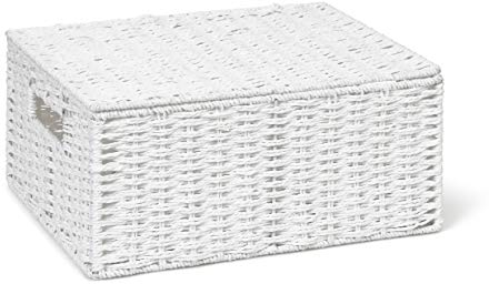 ARPAN Paper Rope Storage Basket Box With Lid - White (Large)