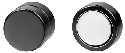 JewelryWe Schmuck Herren Damen Ohrringe Edelstahl Magnet Ohrstecker Fakeplugs Fake Plug Tunnel Ohrclips Ohne Loch Schwarz 6 mm 8mm 10mm 12mm