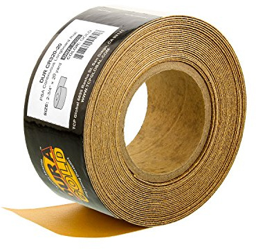 Dura-Gold Premium Gold 320 Grit PSA Longboard Sandpaper, 20 Yard Roll, 2-3/4 Wide, Self Adhesive Stickyback, Woodworking & Automotive Sandpaper Roll, Air File Sand Paper, Auto Sanding Blocks