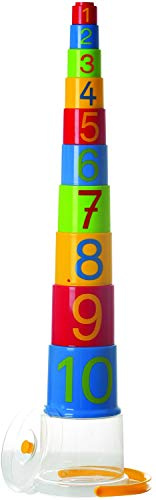 GOWI 453-33 Zahlenpyramide, 10teilig, im Eimer, Stapelspielzeug
