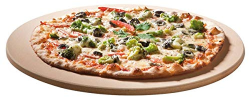 SANTOS XL Pizzastein rund - Ø36,5x1,2cm - knusprige Pizza - Backofen, Kohlegrill & Gasgrill - Pizzaplatte/Backplatte - Pizza, Flammkuchen, Pita, Brot
