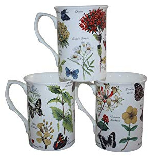 Set of 6 FINE Bone China Summer Woodland Butterfly Mugs Cups Gift Set