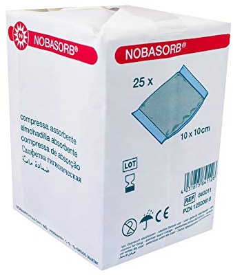 Noba Saugkompressen, unsteril, Kompressen, Wundauflagen, 10 x 10 cm, 25 Stück