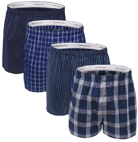 Fruit of the Loom mens Premium Tag-free Cotton Boxer Shorts, Boxer - 4 Pack Woven Assorted, Large US