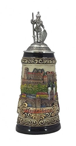 Zöller & Born German Beer Stein Heidelberg Relief Stein 0.5 Liter tankard, Beer Mug, with Certificate and Knightly Figure
