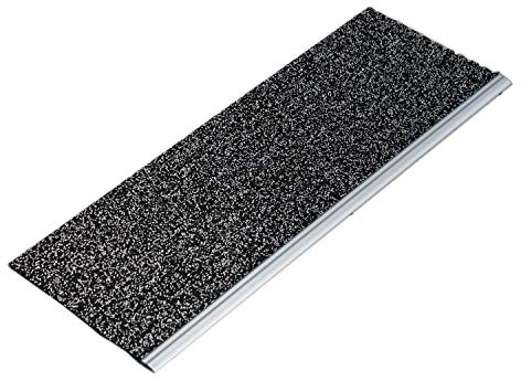 Kettelservice-Metzker Sicherheits-Stufenmatte mit Aluprofil, Antirutschmatte für den Außenbereich Salz-Pfeffer 65x24cm, witterungsbeständig