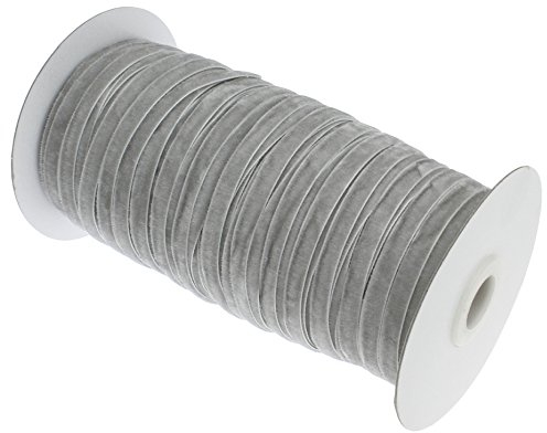 Perlin 40 Meter Samtband Grau Silber 10mm Samtborte Schmuckband Schleifenband Zierband Zierborte Borte Band Dekoband Bastelbedarf C261 x4